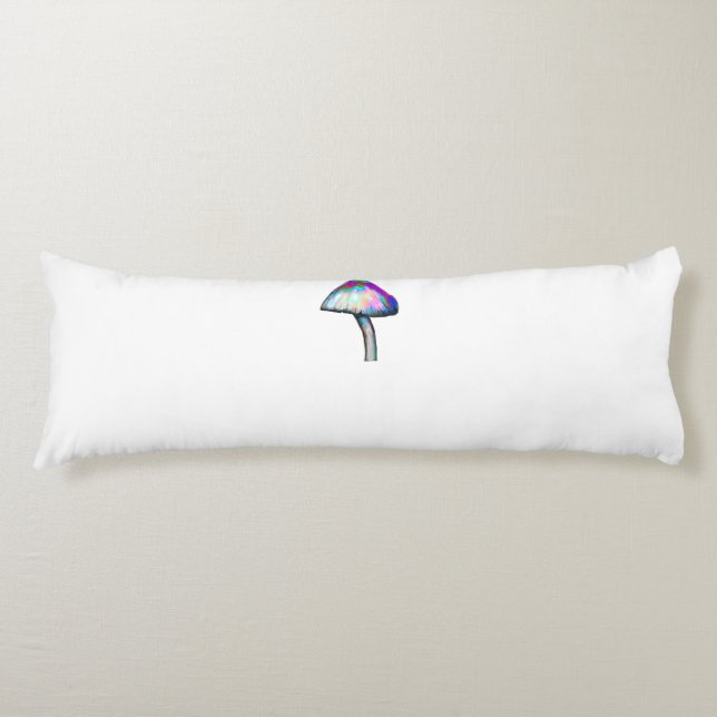 Coussins Longs Champignons en blanc Trippy couleurs psychédélique (Devant)