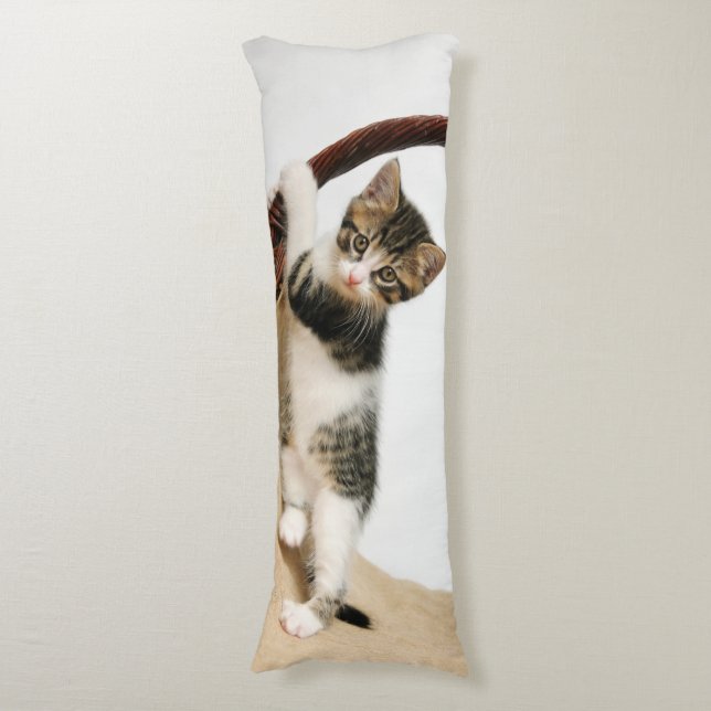 Coussins Longs Chat de bébé, escalade mignonne de chaton, câline (Devant (Vertical))