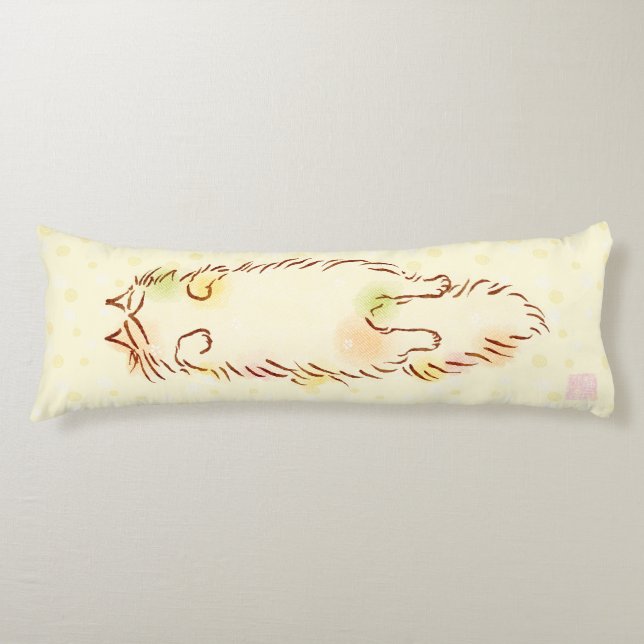 Coussins Longs Chat somnolent pelucheux (Devant)