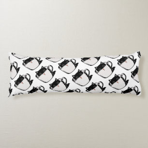 Coussins Longs Chaton noir avec nez rouge caché dans une tasse