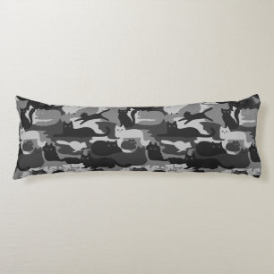 Coussins Longs Chats Camouflés Gris Motif Chats Kitty Gris Camo