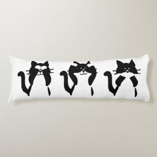 Coussins Longs Chats Tuxedo noirs et blancs   Trois chatons