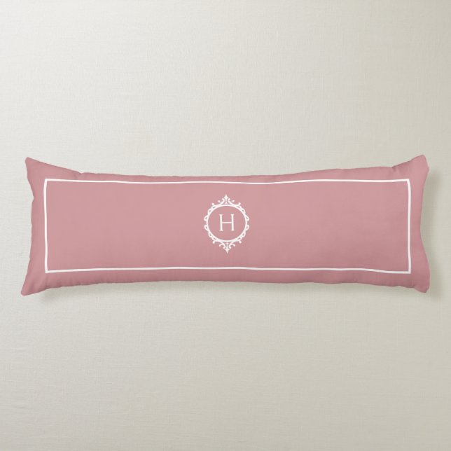 Coussins Longs Chelsea rose Blush et blanc Monogramme (Devant)