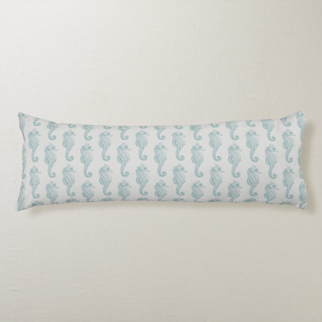 Coussins Longs Chevaux de mer tropicaux, Motif hippocampe - gris  (Devant)
