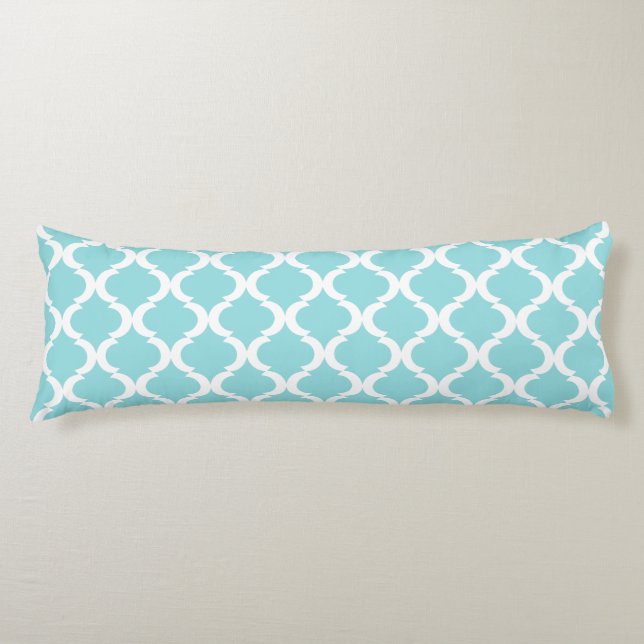 Coussins Longs Chic Aqua Blue Grand Motif Qautrefoil (Devant)