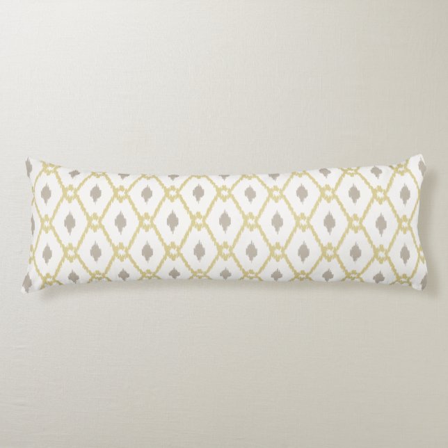 Coussins Longs Chic jaune taupe ikat diamant motif (Devant)