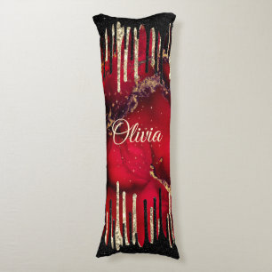Coussins Longs Chic rouge noir gouttes parties scintillant monogr