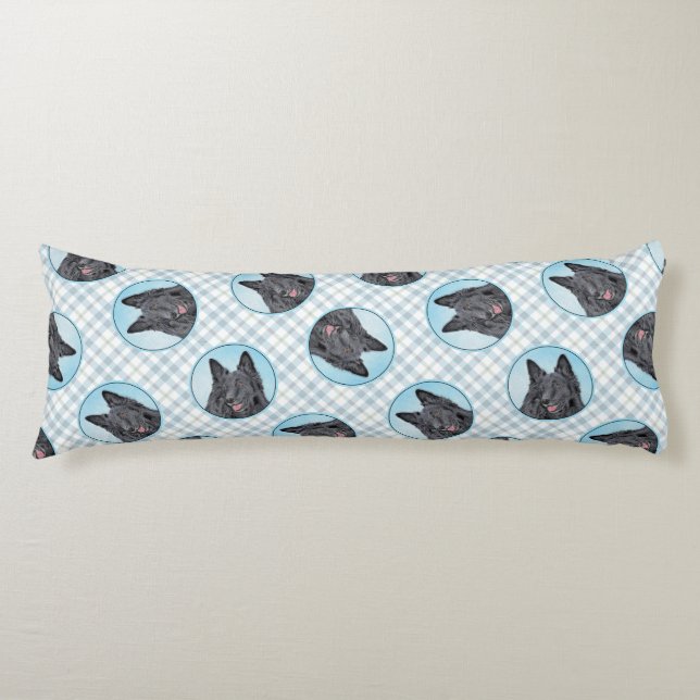 Coussins Longs Chien noir peintre Groenendael Belge (Devant)