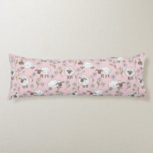 Coussins Longs Chiens de comptage sur coton bonbon rose