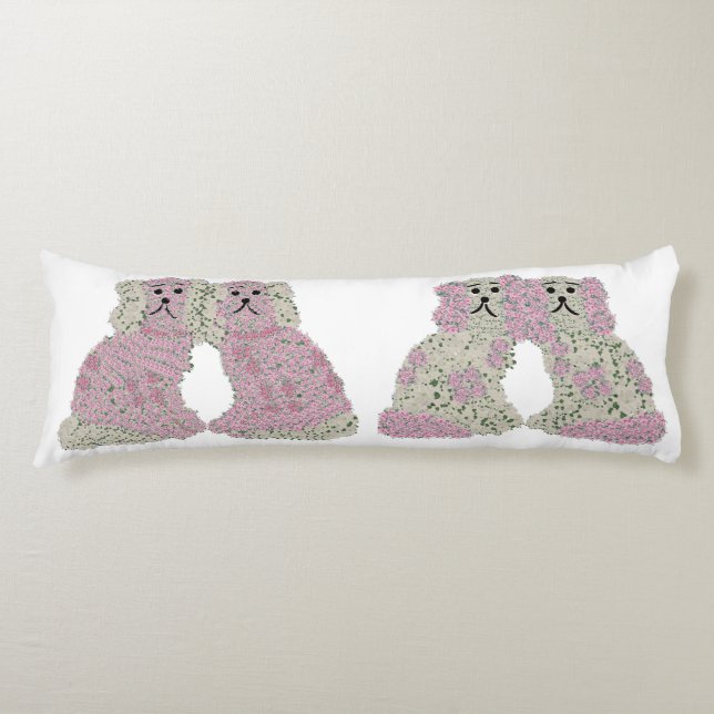 Coussins Longs Chiens de Staffordshire rose Ginger Jars Lumbar (Devant)