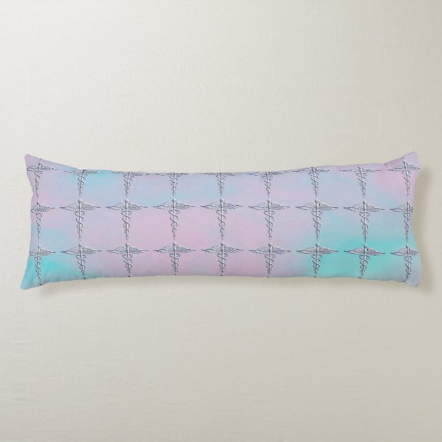 Coussins Longs Chrome Comme Caduceus Symbole Médicale Mère Pearl (Devant)