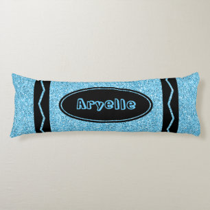 Coussins Longs Ciel bleu Parties scintillant Crayon Nom personnal