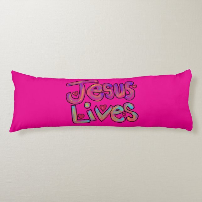 Coussins Longs Citation chrétienne "Jesus Lives" Nom personnalisé (Devant)