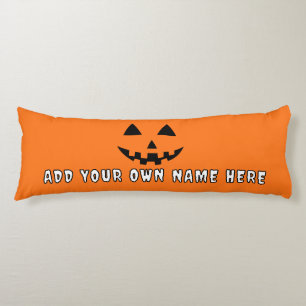 Coussins Longs Citrouille orange personnalisé Halloween Votre Nom