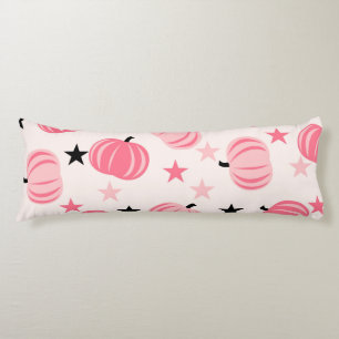 Coussins Longs Citrouille rose et noir avec étoiles Halloween et 