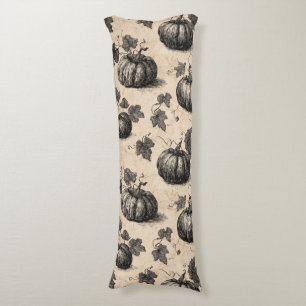 Coussins Longs Citrouille vintage et Motif de gravure de vigne (2