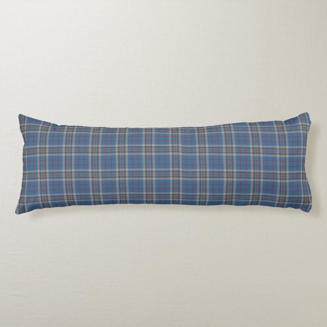 Coussins Longs Clan Plaid Thompson gris bleu Check Tartan (Devant)