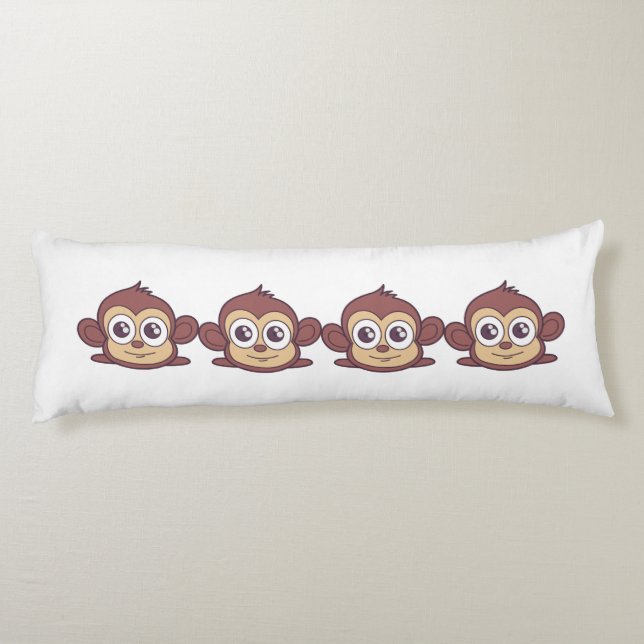 Coussins Longs Clipart de singe mignon (Dos)