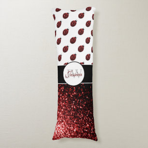 Coussins Longs Coccinelle rouge foncé faux paillettes scintillant