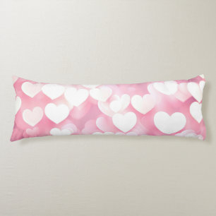 Coussins Longs Coeurs de Bokeh rose