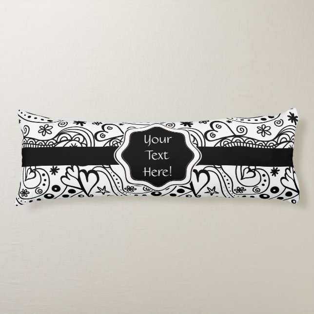Coussins Longs Coeurs personnalisés tendance et Motif de doodle d (Devant)
