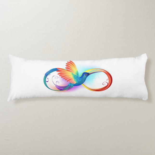 Coussins Longs Colibri arc-en-ciel avec symbole Infinity (Devant)