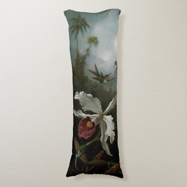 Coussins Longs Colibris et orchidée blanche par Martin J. Heade (Devant (Vertical))