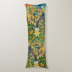 Coussins Longs collage d'agrumes siciliens bleu orange chic