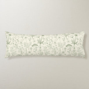 Coussins Longs Collage de fleurs sauvages / blanc cassé et sauge
