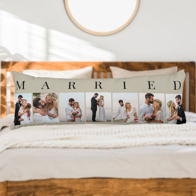 Coussins Longs Collage de photos 7 photo Natural et noir MARIÉ (Créateur téléchargé)