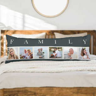 Coussins Longs Collage de photos de FAMILLE 6 images Gris ardoise