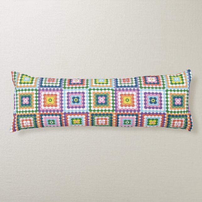 Coussins Longs Colorful Retro Mid-Century Mid-Mod Crochet Blossom (Devant)