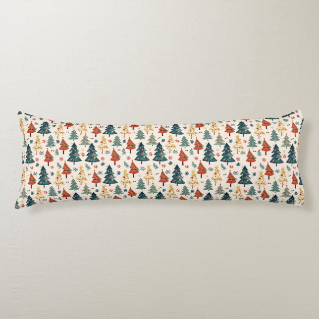 Coussins Longs Colourful Christmas Pine Trees Seamless Pattern (Devant)