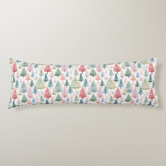 Coussins Longs Colourful Pastel Christmas Pine Trees Pattern (Devant)