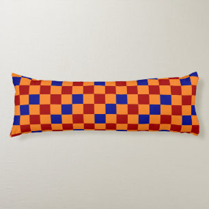 Coussins Longs Conception de motif à carreaux rouge orange bleu 
