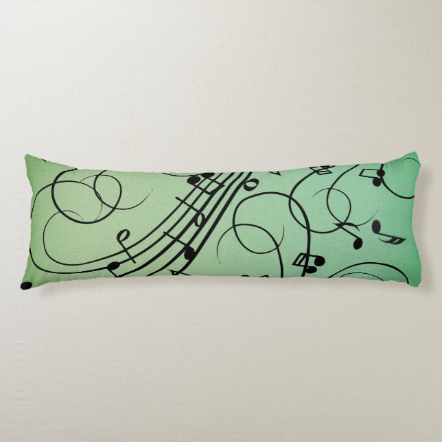 Coussins Longs Conception de musique verte Notes Fantaisie (Devant)