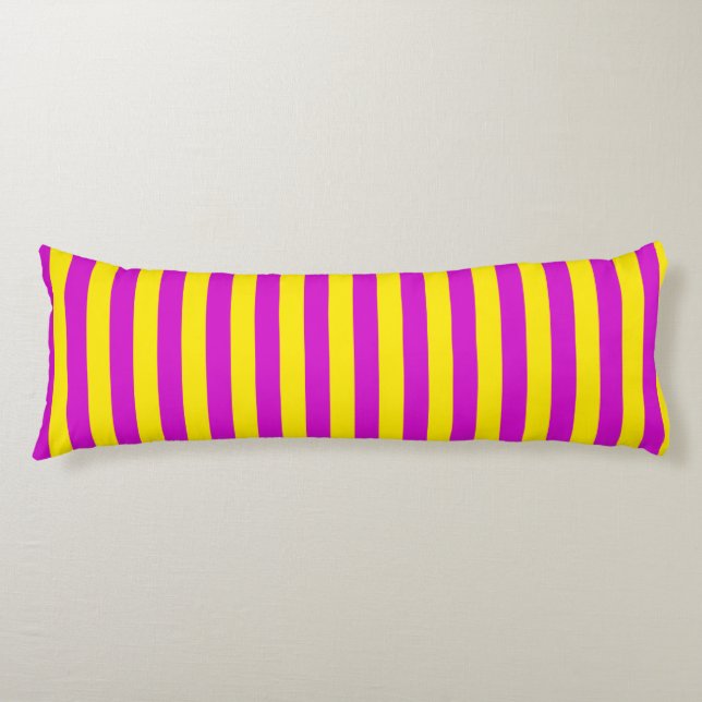 Coussins Longs Conception des rayures pourpre et jaune (Devant)