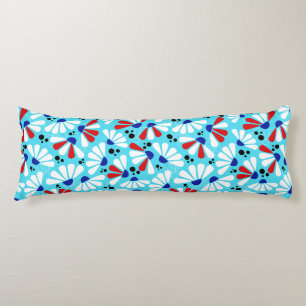 Coussins Longs Confetti de confleur sur le bleu tropical