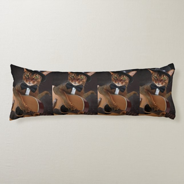 Coussins Longs Cool Cat Guitarist – Minimal Elegant Design (Devant)