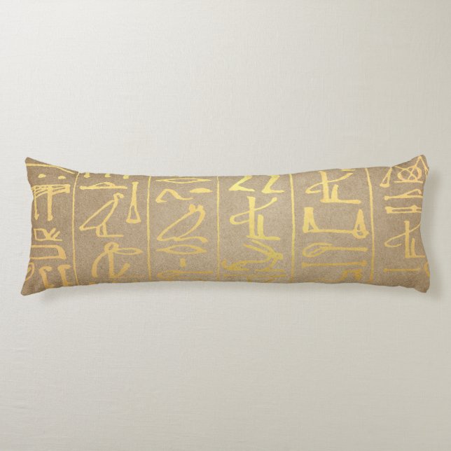 Coussins Longs Copie égyptienne de papier de hiéroglyphes d'or (Devant)