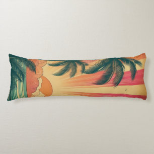 Coussins Longs Coucher de soleil rétro/tropical vintage/hawaïen