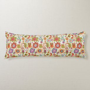 Coussins Longs Couleur florale et hibou