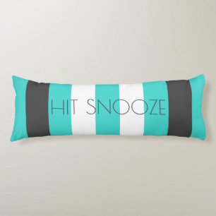 Coussins Longs Couleur mignonne Gris rayé et Motif bleu avec text