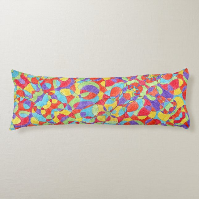 Coussins Longs Couleurs arc-en-ciel Motif de doodle Crayon tiré à (Devant)