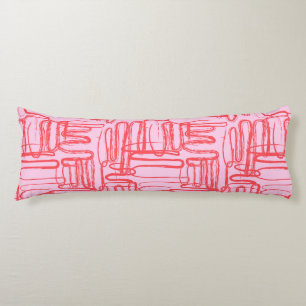 Coussins Longs Courbe Rose Gribouillis Abstrait Moderne