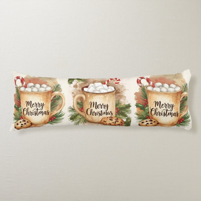 Coussins Longs Cozy cocoa merry Christmas holly cookie warm  (Devant)