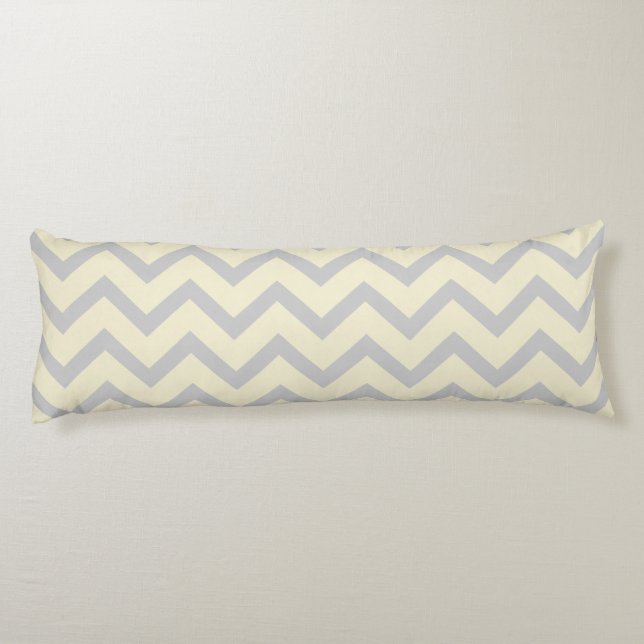 Coussins Longs Crème et gris clair Chevron Zigzag Motif (Dos)