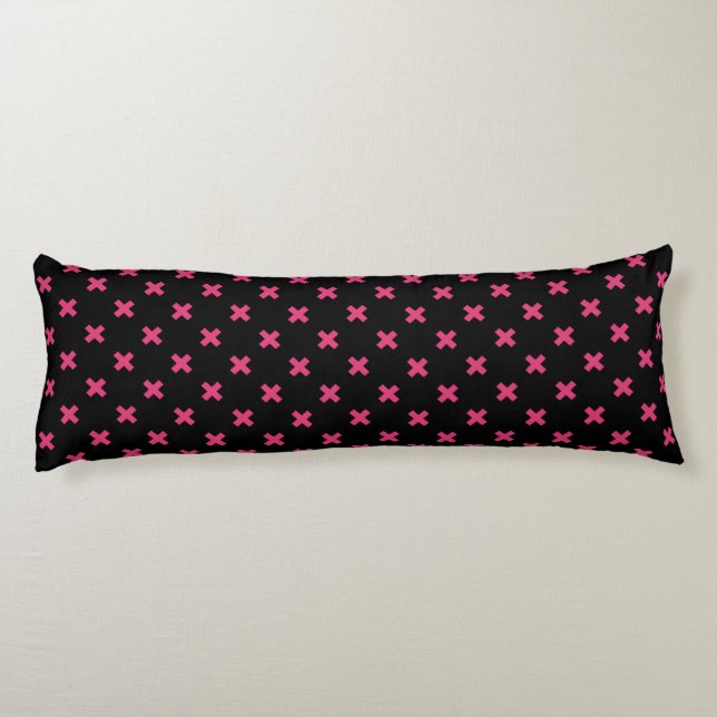 Coussins Longs Crochis Fuchsia sur noir (Dos)