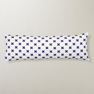 Coussins Longs Croix bleu marine sur blanc