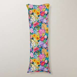 Coussins Longs Cute aqua jaune élégant motif floral